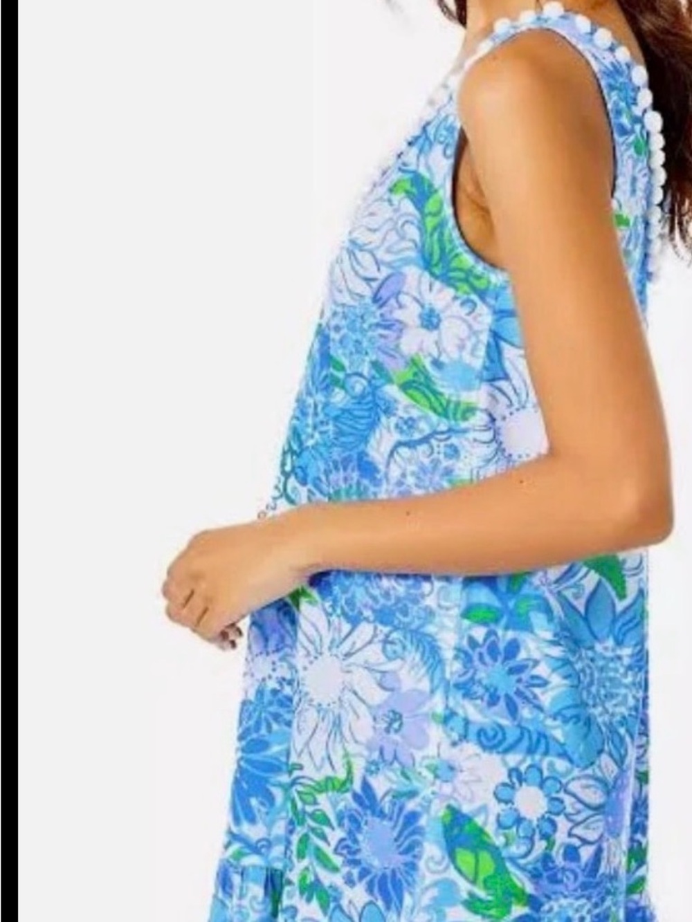Lilly Pulitzer Blue, White & Green Floral Sleeveless Dress